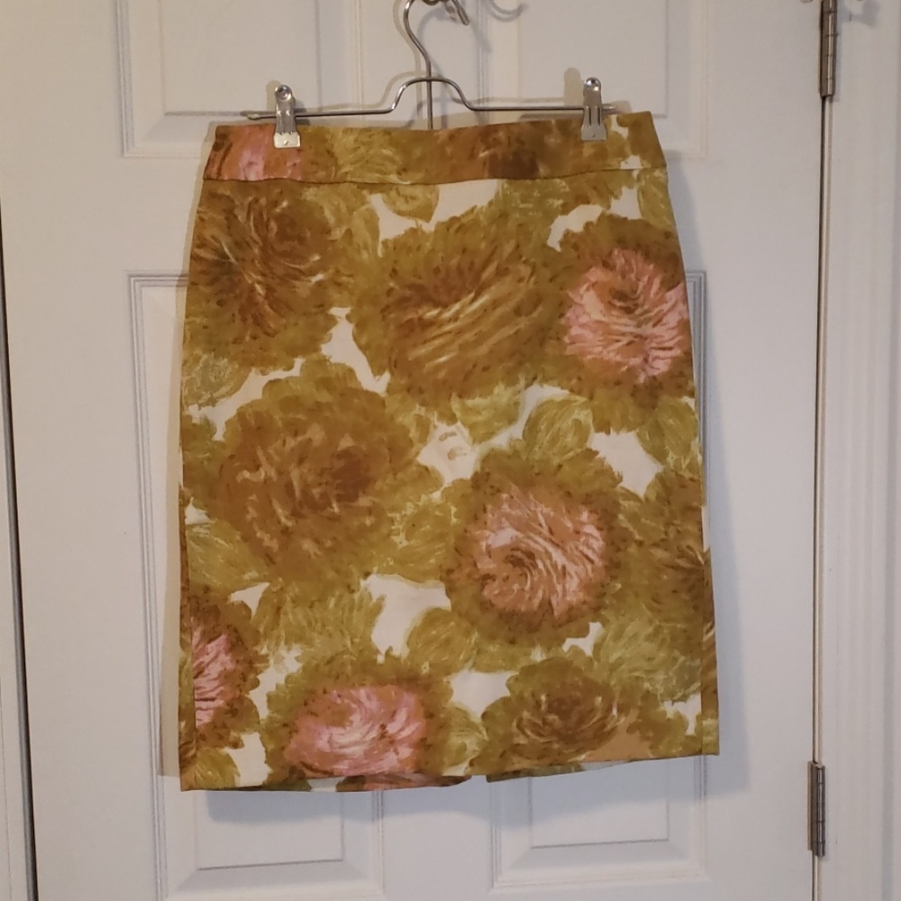 Floral chartreuse green and blush pink skirt